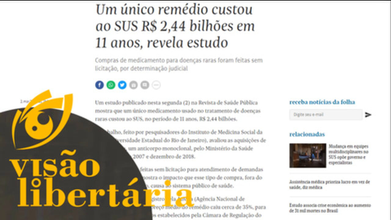 Um único remédio custou ao SUS R$ 2,44 bilhões em 11 anos | Visão Libertária - 15/03/20 | ANCAPSU