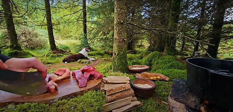 SATISFYING I ASMR Making Steak Fries In The Forest