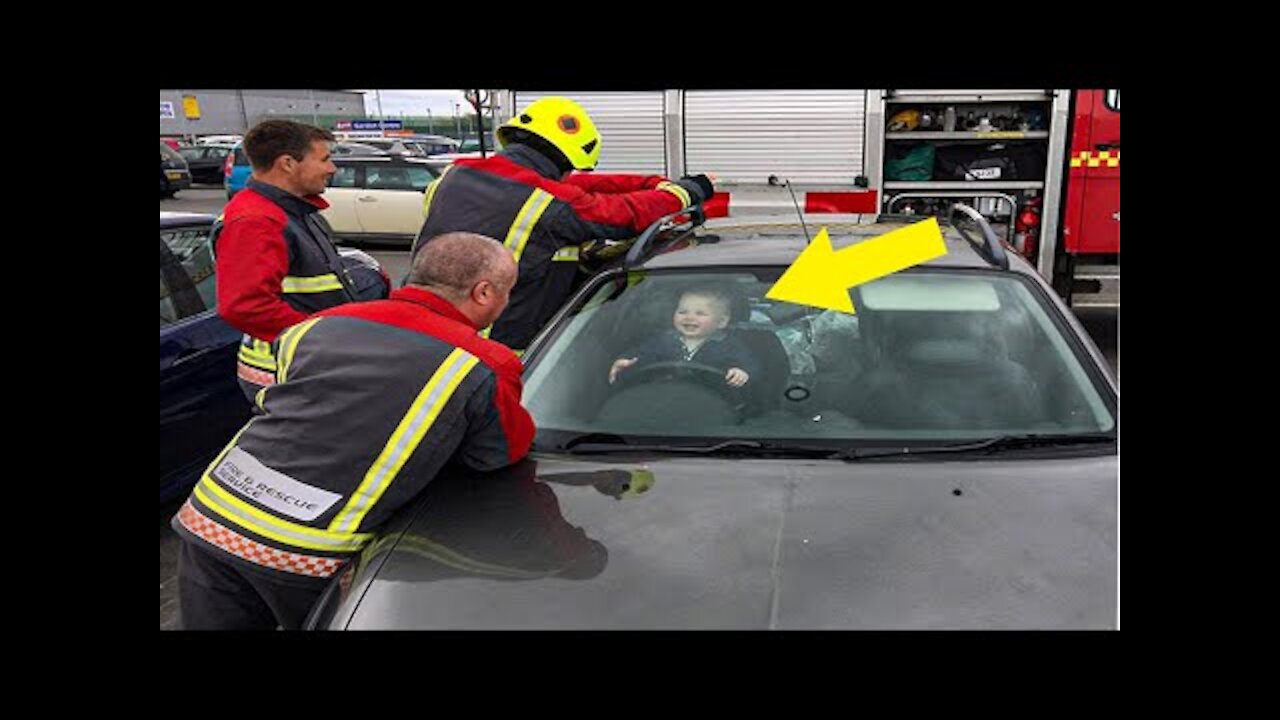 Toddler Can’t Stop Laughing While Firefighters Try To Rescue Him.