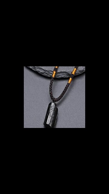BUDDHA STONES NATURAL BLACK TOURMALINE POSITIVE ROPE NECKLACE PENDANT
