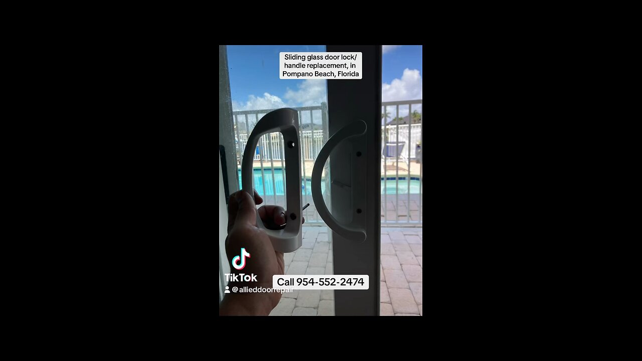 Sliding glass door lock and handle replacement in Pompano Beach, Fl.