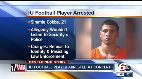 IU football player arrested at concert