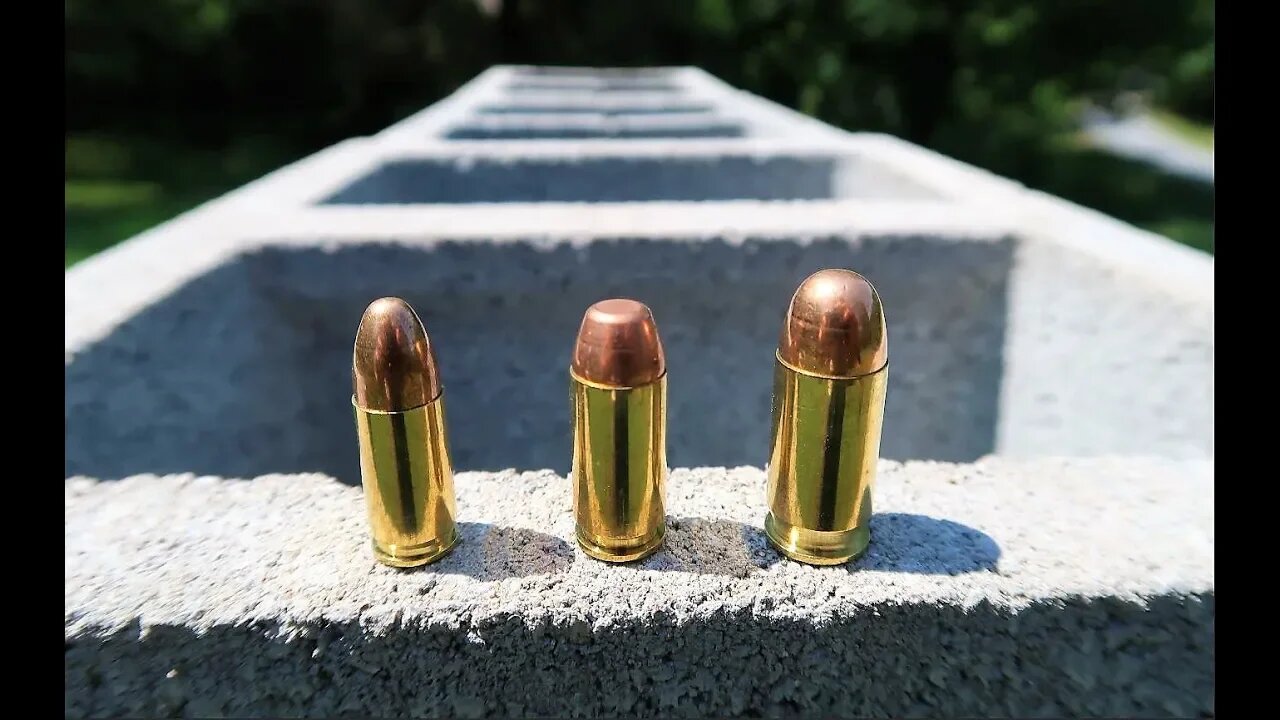 9mm vs .40 Cal vs .45 ACP - Cinder Block Test