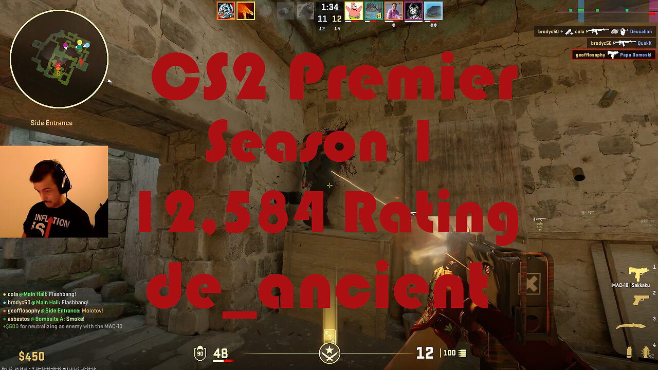 CS2 Premier Matchmaking - Season 1 - 12,584 Rating - de_ancient