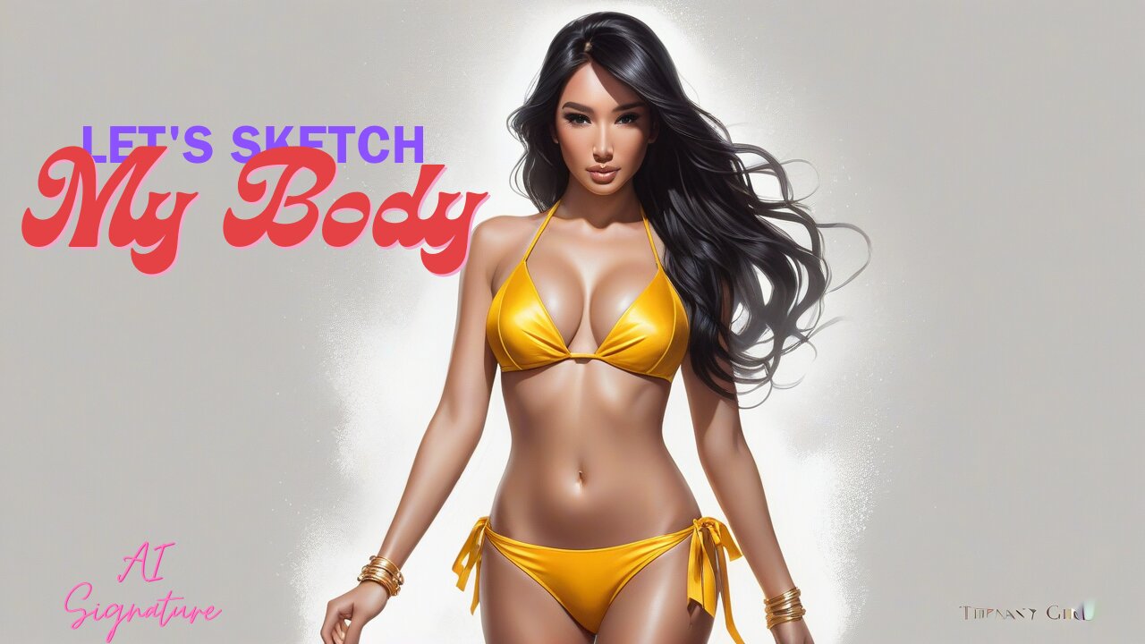 Digital Charisma: 4K AI Art Unveils Bikini Model Sketch