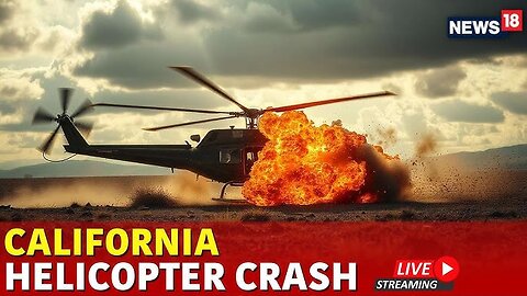 Helicopter in flames after making an emergency landing near California military base