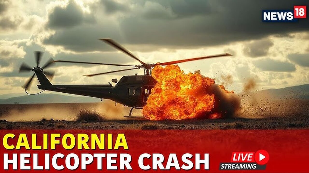 Helicopter in flames after making an emergency landing near California military base
