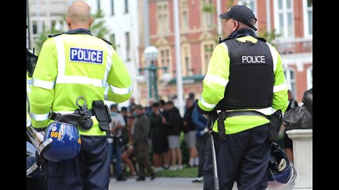 Demonstration in Bristol. Girl hit with plastic bottle