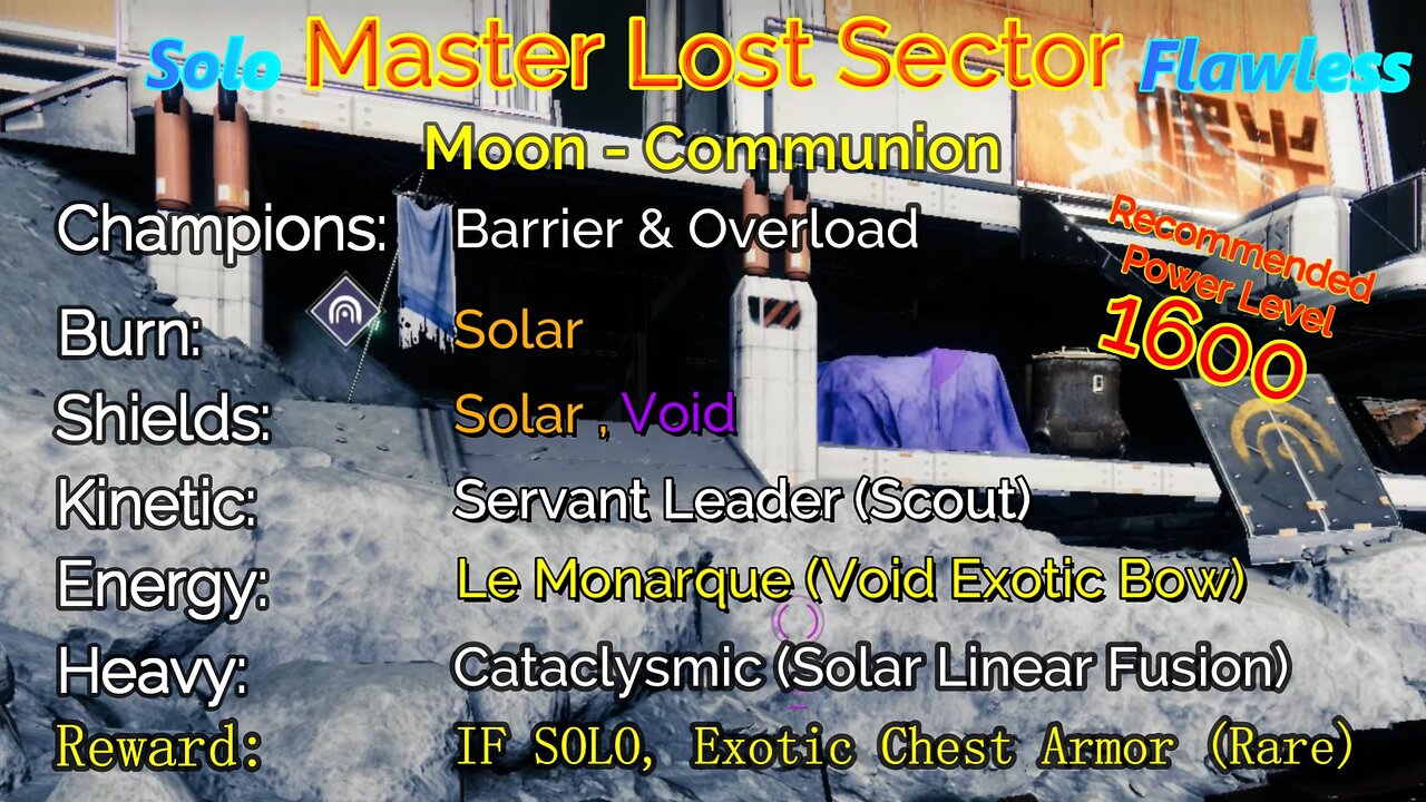 Destiny 2 Master Lost Sector: Moon - K1 Communion on my Warlock Solo-Flawless 11-14-22