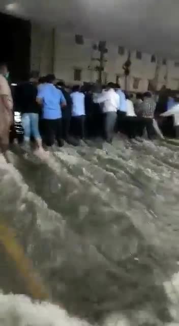 Heavy floods send water rushing into hospital parking lot in India