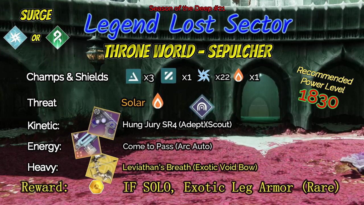 Destiny 2 Legend Lost Sector: Throne World - Sepulcher on my Void Warlock 8-12-23