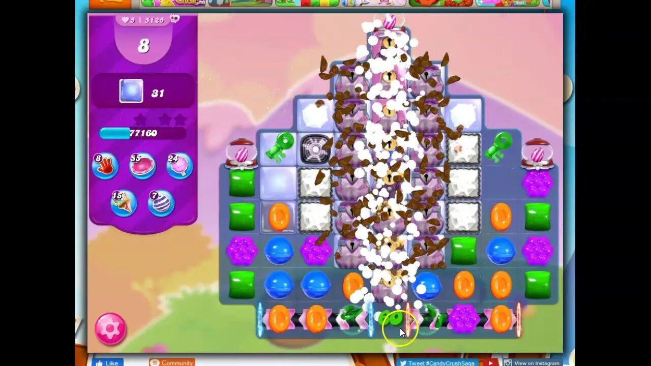 Candy Crush Level 5125 Talkthrough, 25 Moves 0 Boosters