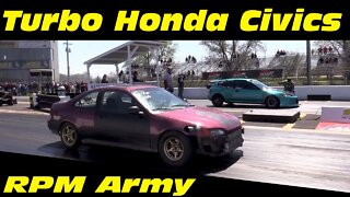 Turbo Honda Civics Drag Racing