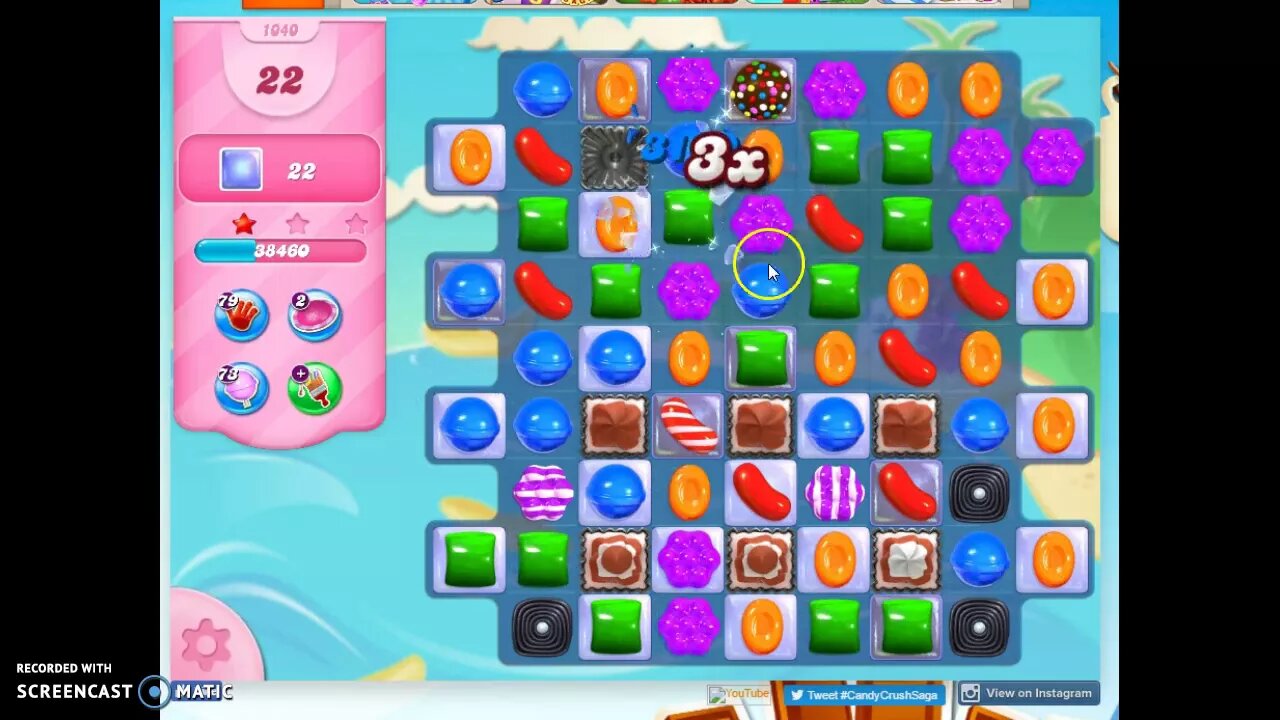 Candy Crush Level 1040 Audio Talkthrough, 3 Stars 0 Boosters