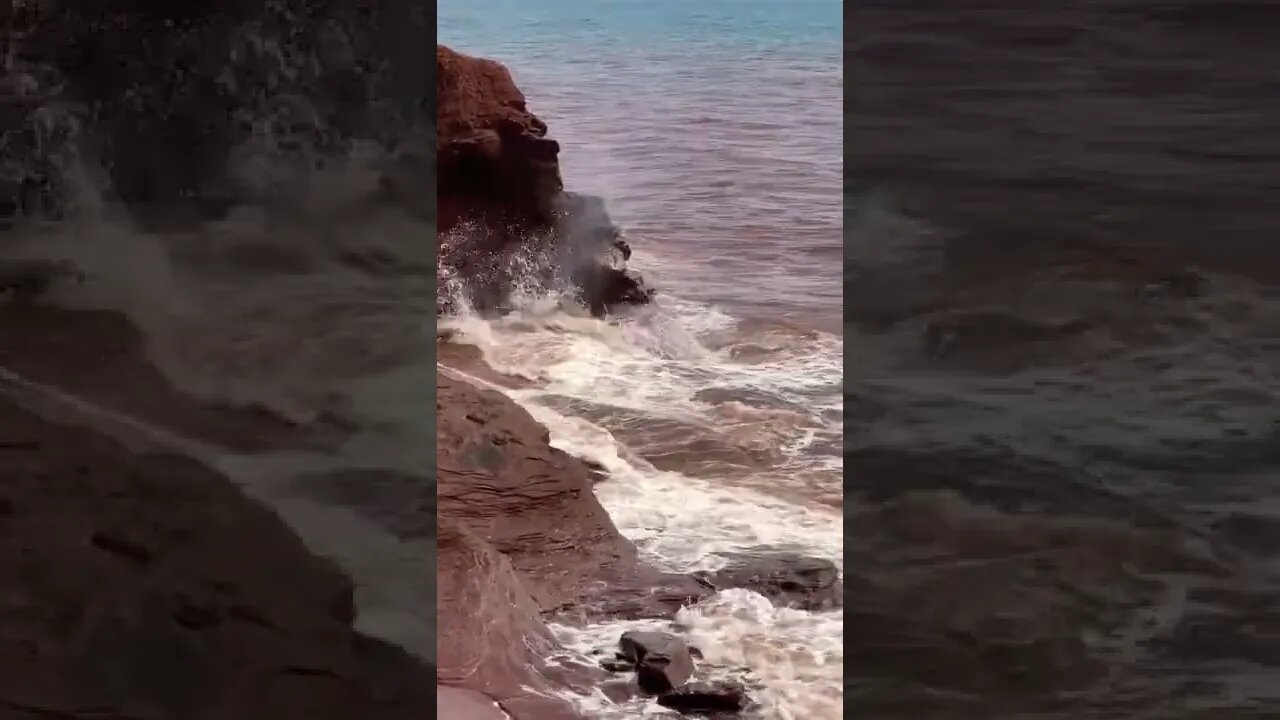 Big waves splashing on the cliffs