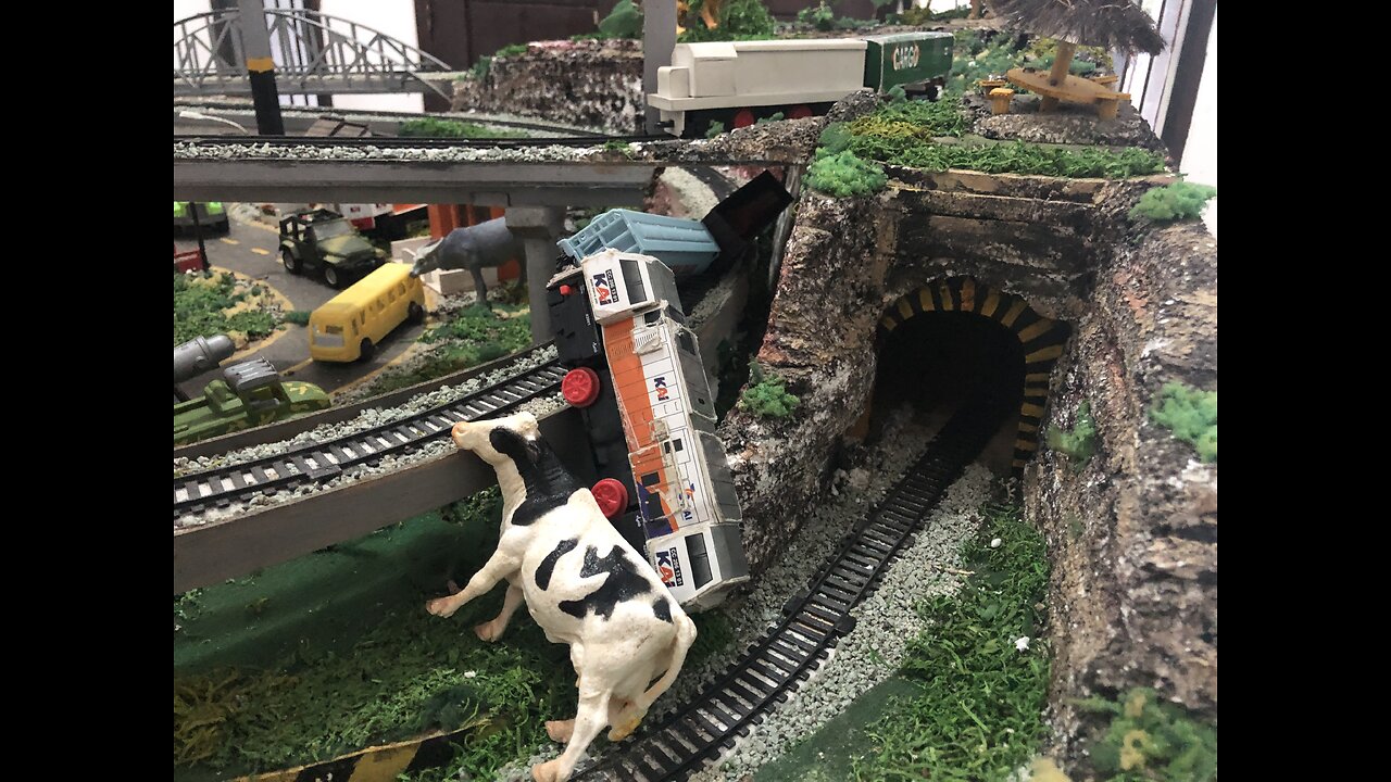 Drama Train Hits A Cow and Falls Into A Gorge