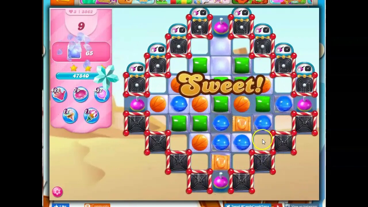 Candy Crush Level 3862 Talkthrough, 10 Moves 0 Boosters
