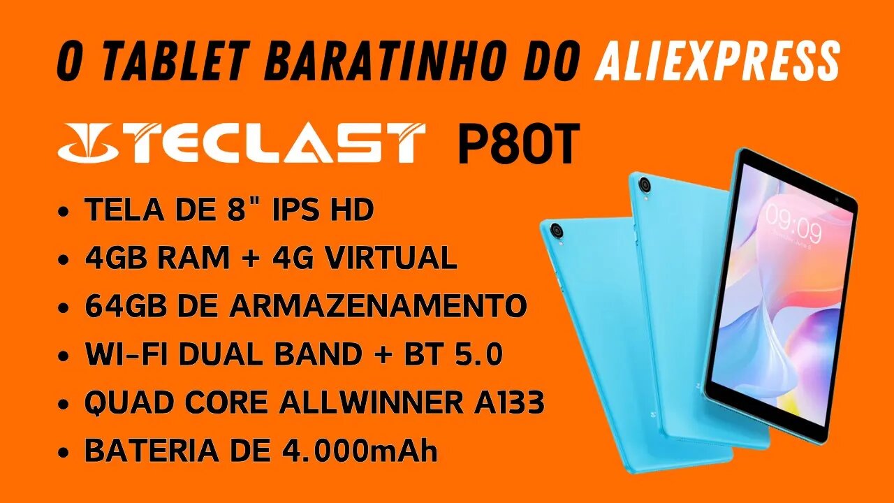 Tablet Teclast P80T 4GB/64GB Tela IPS HD 8 polegadas. Unboxing e primeiras impressões