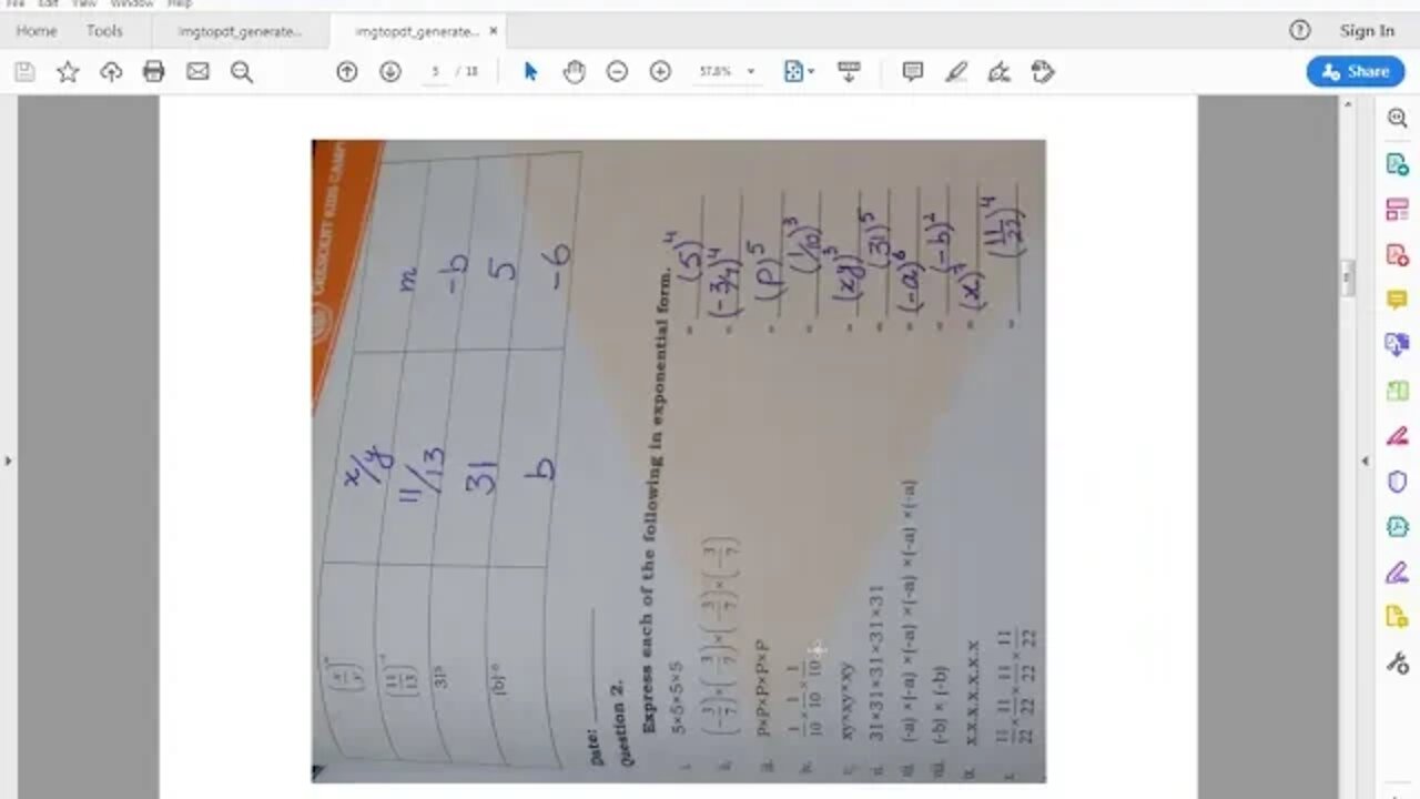 Class 7th Maths A Laws of Exponents Assignment 2 14 07 2020