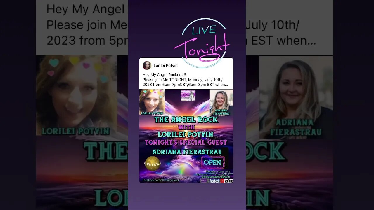 The Angel Rock is LIVE TONIGHT with Guest Adriana Fierastrau; starting at 6pm EST!