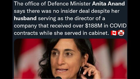 Corrupt WEF puppet and Canadian Defense Minister Anita Anand