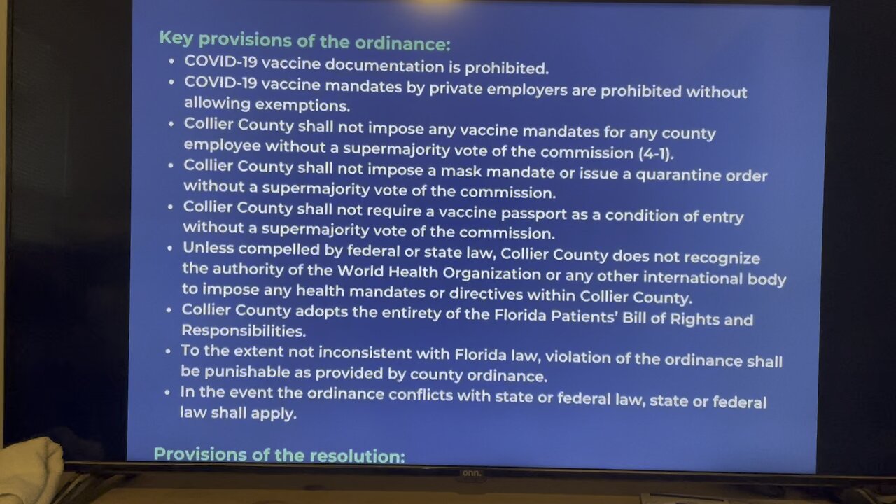 Key Provisions of the Ordinance and Resolution In Collier County