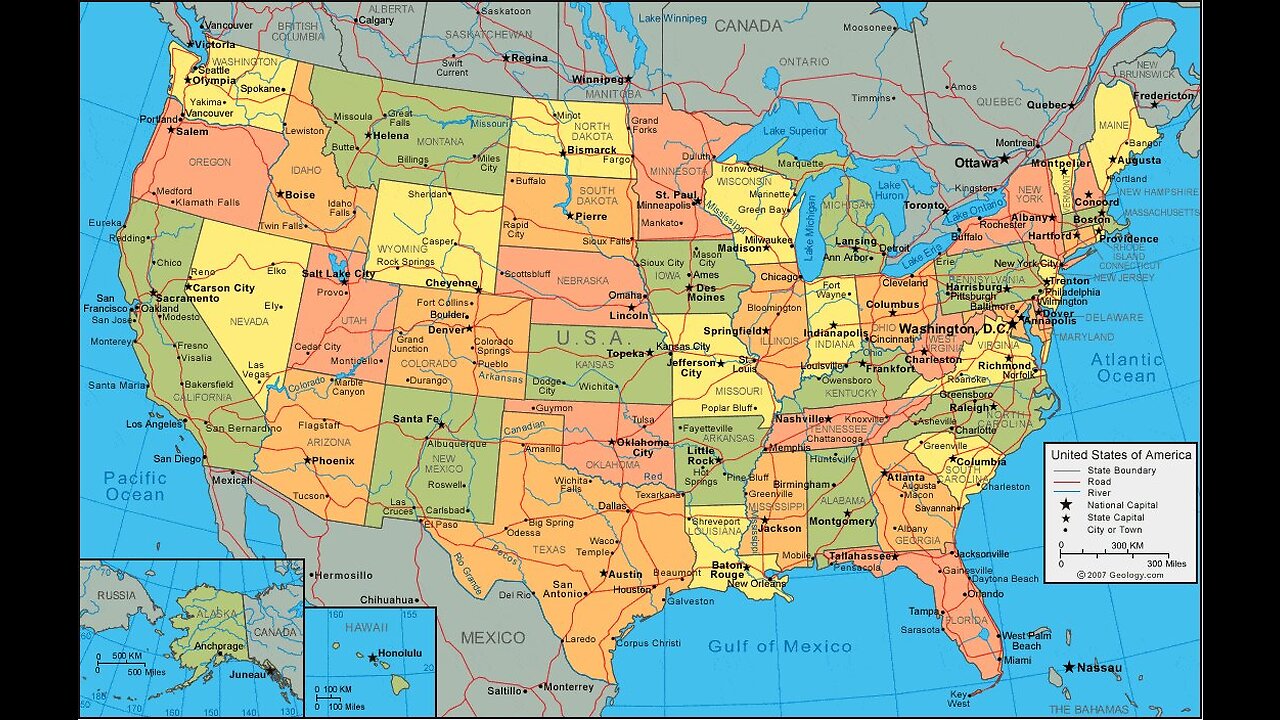 50 States and Capitals of the United States of America | Learn geographic regions of the USA