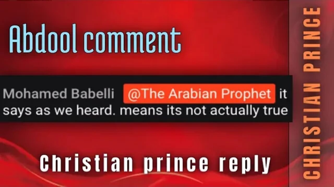 Abdool comment- it says as we heard , actually it is not true - Christian prince reply