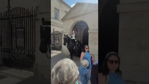 Tourist touches his boot the queen's guard Shouts stand back #horseguardsparade