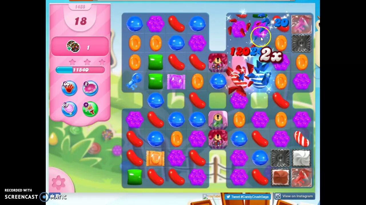 Candy Crush Level 1435 Audio Talkthrough, 3 Stars 0 Boosters