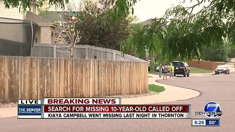 Search for missing Thornton girl called off