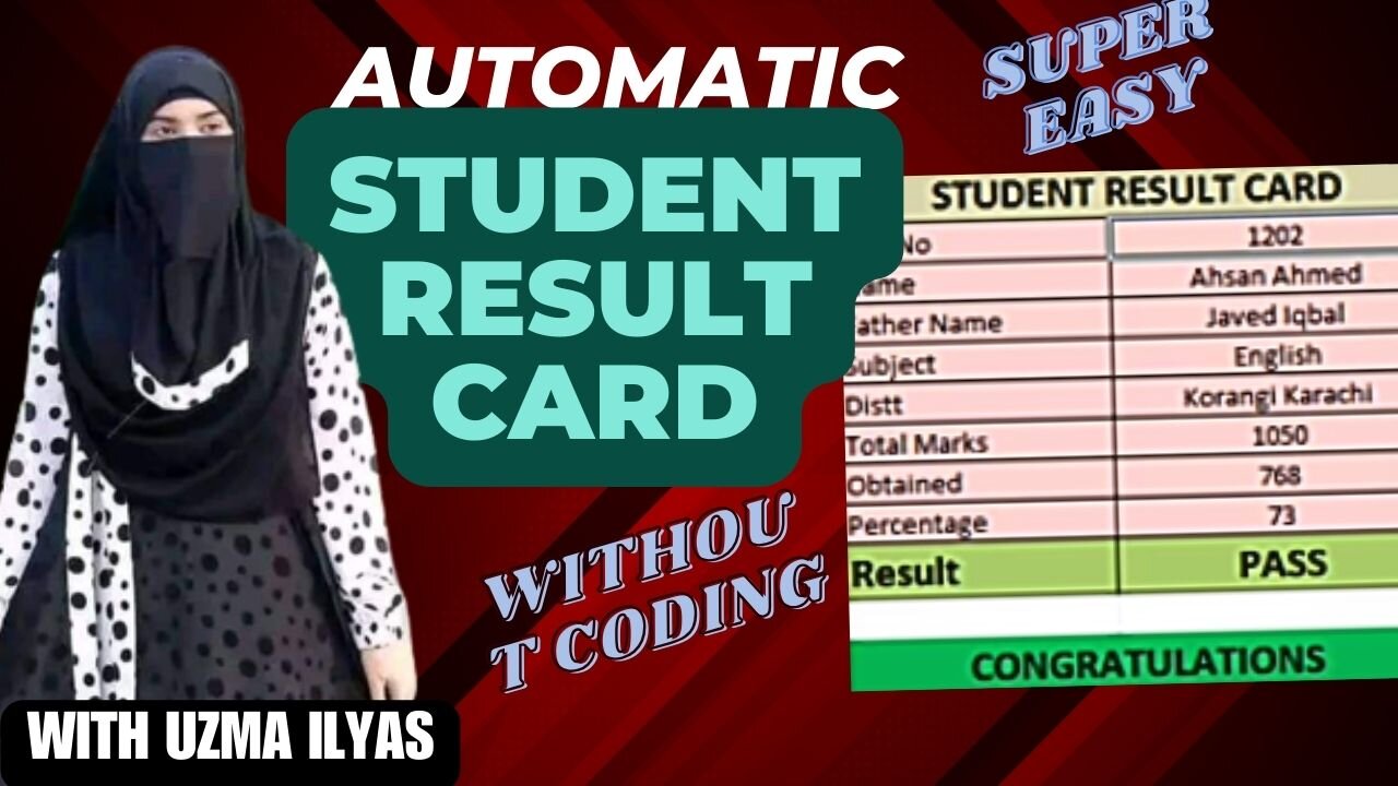 How to create student result card in Excel without coding