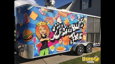 2019 - 7' x 18' Food Concession Trailer | Mobile Food Unit with Porch for Sale in North Carolina!