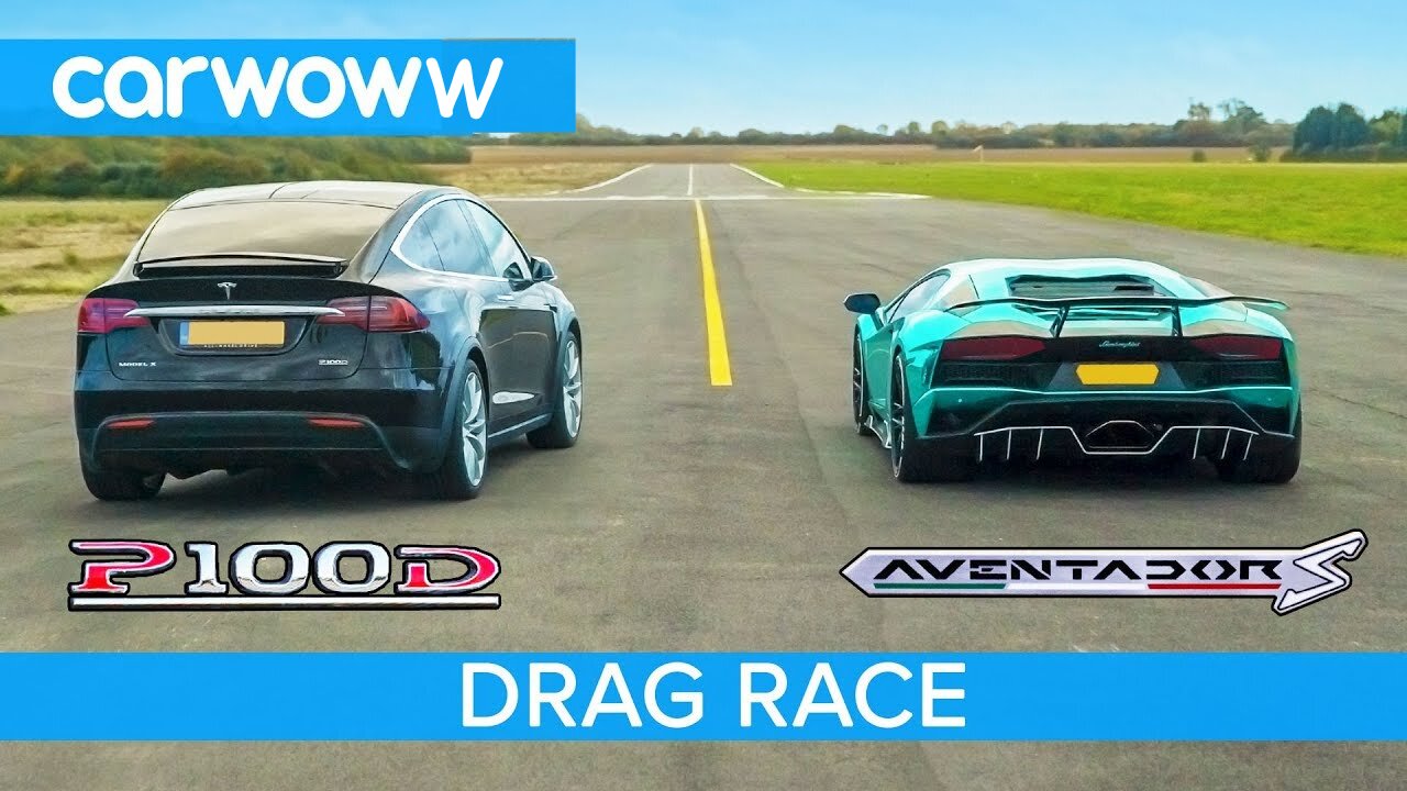 Lamborghini Aventador vs Tesla Model X - DRAG & ROLLING RACE - Can an EV SUV beat a supercar?