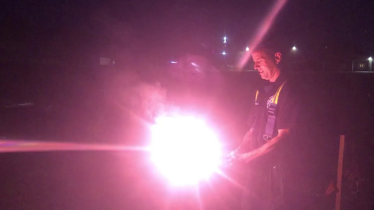 Squad 40 performs the "test shot" for fireworks display. Robbinsville