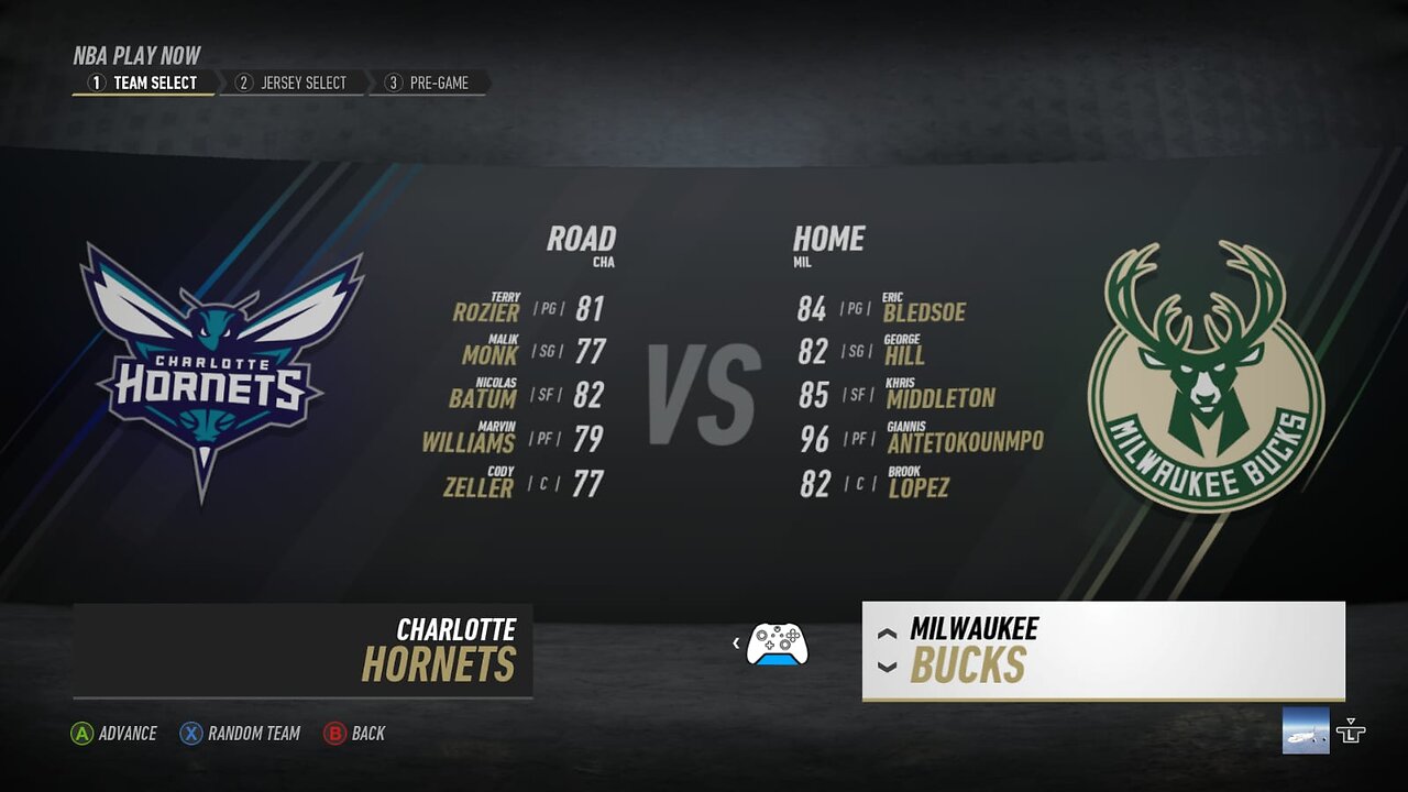 🏀NBA Live Season - Week 1 - Charlotte Hornets (Road) VS (Home) Milwaukee Bucks - XBOX SERIES S - Difficult Level: Pro