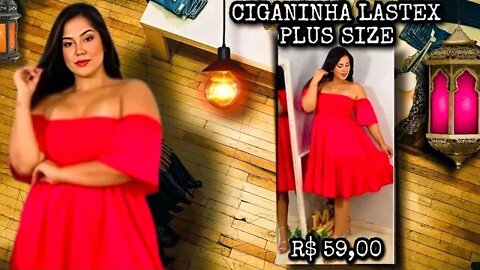 ✳️ VESTIDO CIGANINHA LASTEX FEMININO PLUS SIZE