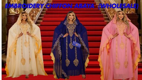 Embroidery chiffon abaya (wholesale)