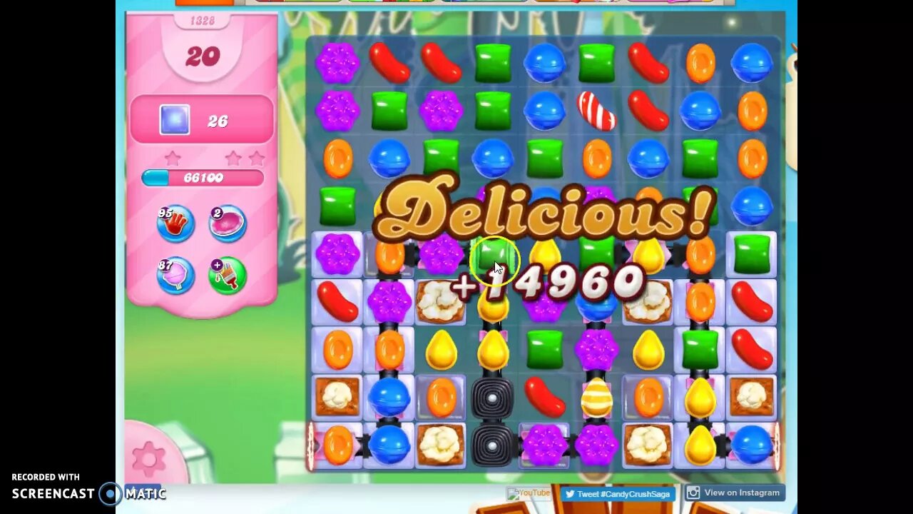 Candy Crush Level 1328 Audio Talkthrough, 1 Star 0 Boosters