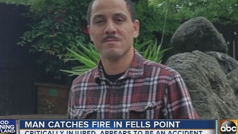 Man catches on fire in Fells Point
