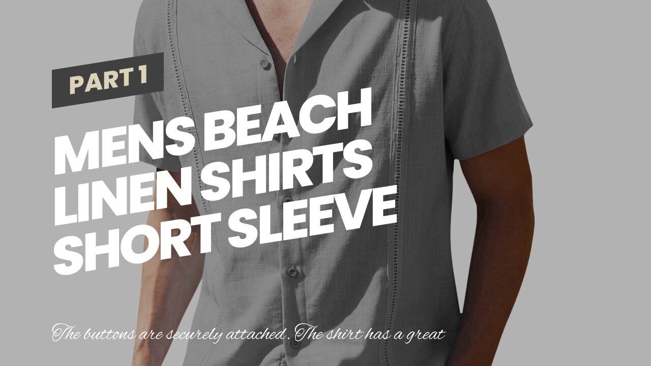 Mens Beach Linen Shirts Short Sleeve Cuban Button Down Casual Summer T Shirt Guayabera Hawaiian...