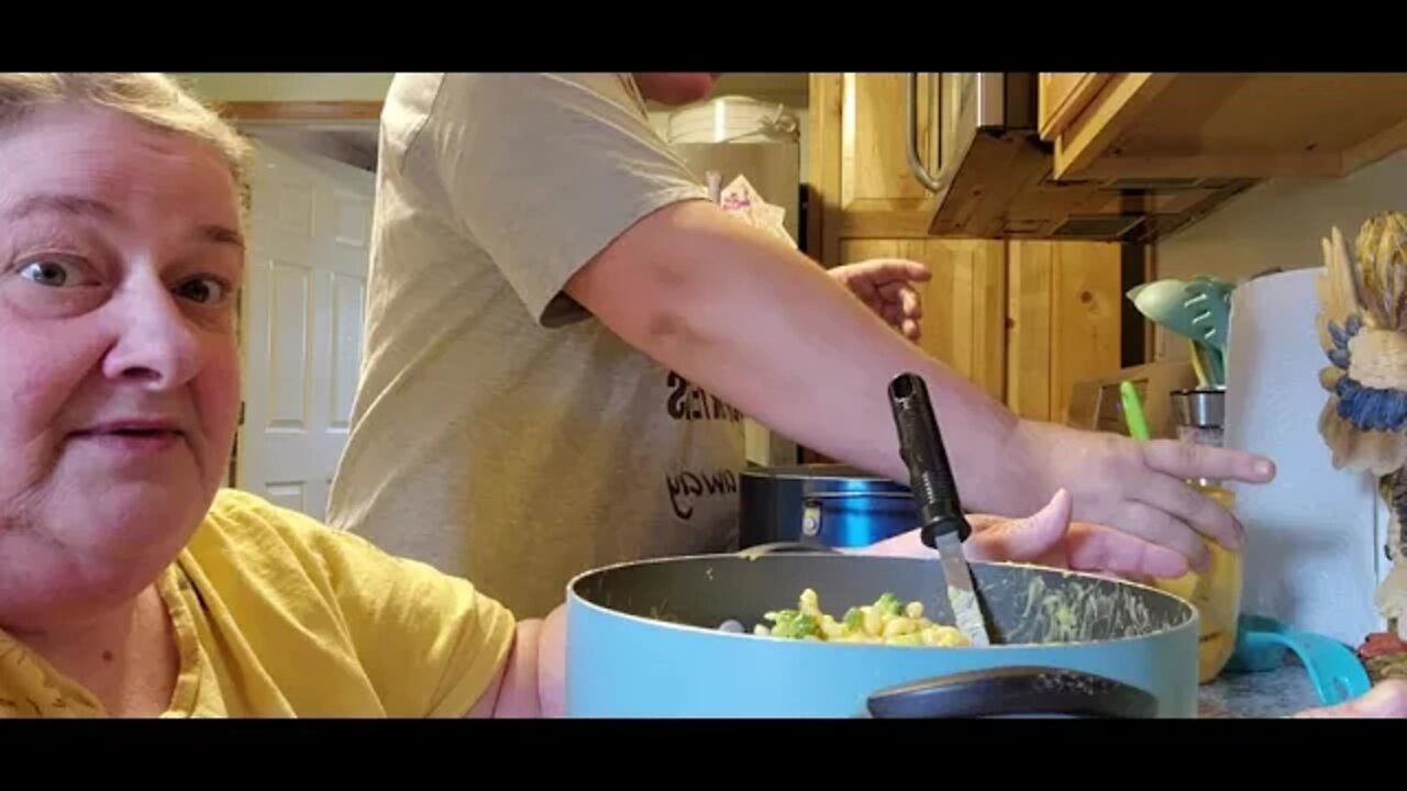 No buy week Mac and cheese with meat and veggies yummy