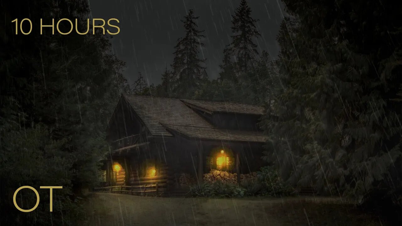 Stormy Night at a Log Cabin in Oregon | Soothing Rain & Rolling Thunder for Relaxation| Study| Sleep