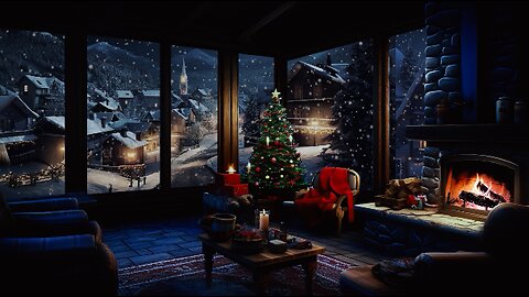 🎅 Christmas Fireplace Ambience with a Snowing Village❤️❤️