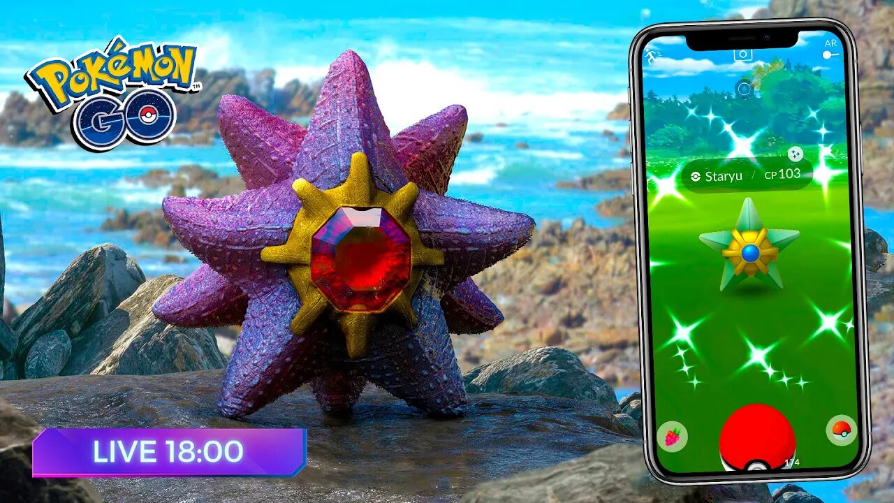 🕕 STARYU SHINY! CONSIGA MUITA POEIRA ESTELAR! Hora do Holofote! Pokémon GO!