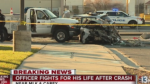 NLVPD officer critically injured in crash near MLK, Carey