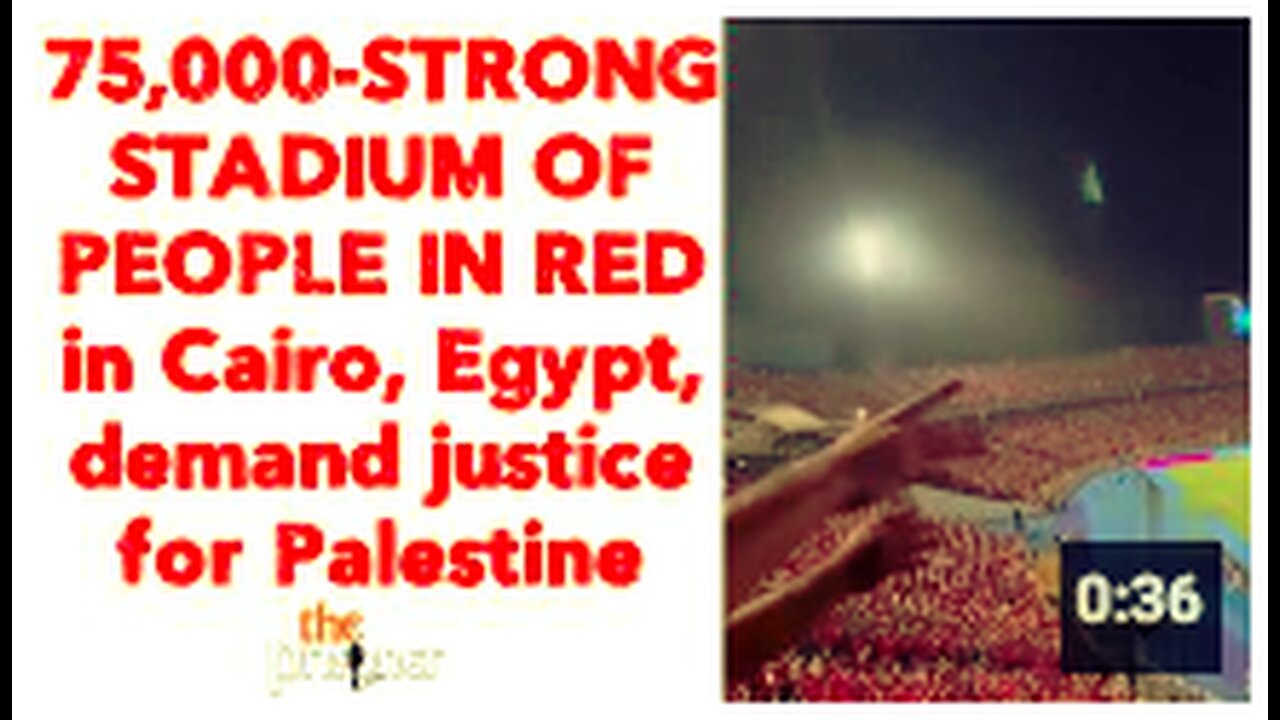 75,000-STRONG STADIUM OF PEOPLE IN RED in Cairo, Egypt, demand justice for Palestine