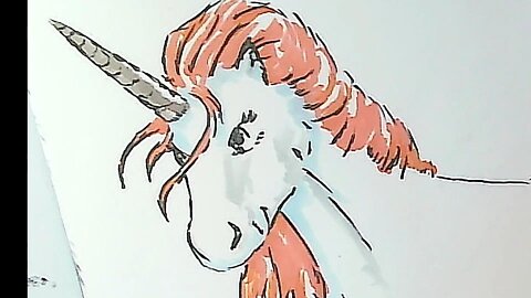 KM Learns to Draw: A Unicorn! In my new sketchbook!