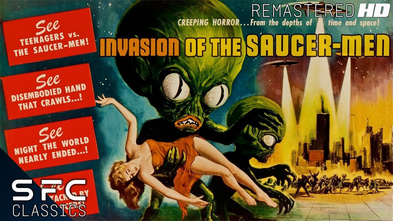 Invasion of the Saucer Men (1957 Full Movie) | Summary: Diminutive aliens run into teenage opposition when their invasion plans land them in a rural lovers' lane.