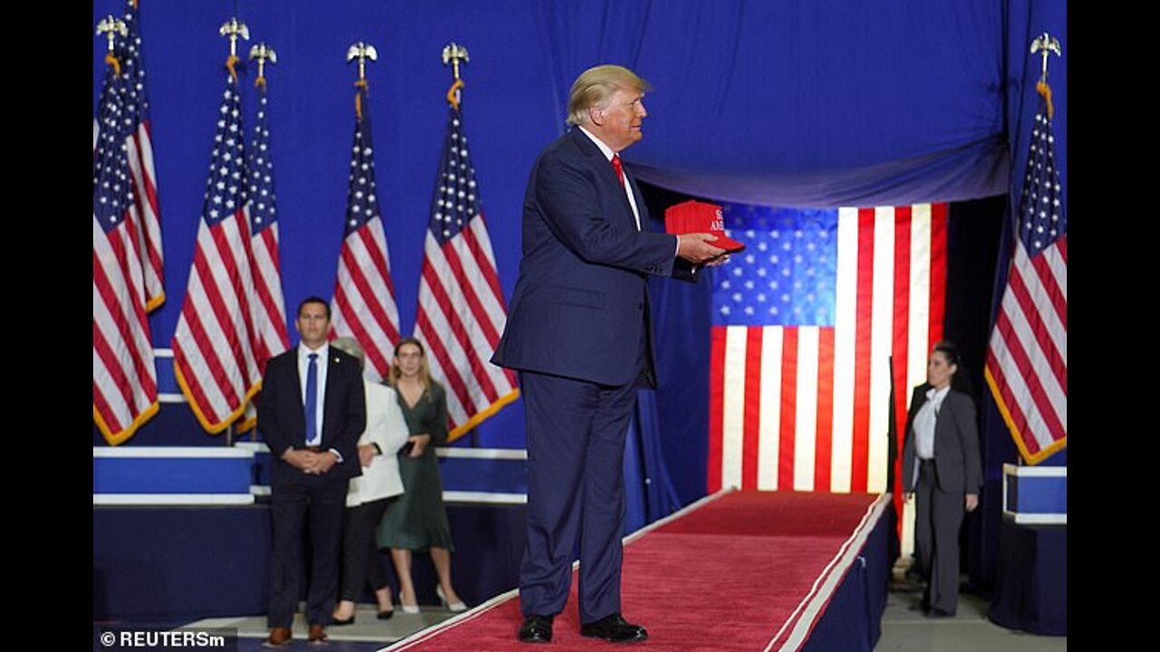 Trump catches hat and pen swiftly - after Biden recently struggled to find his way off stage